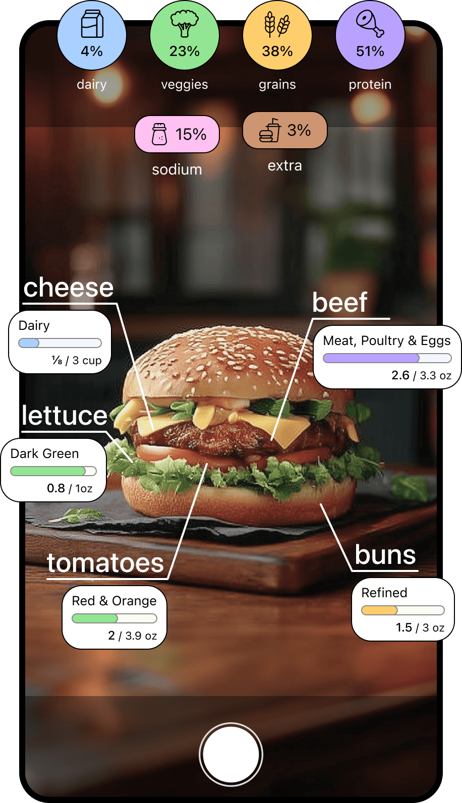 WholePlate app screen showing food logging by camera
